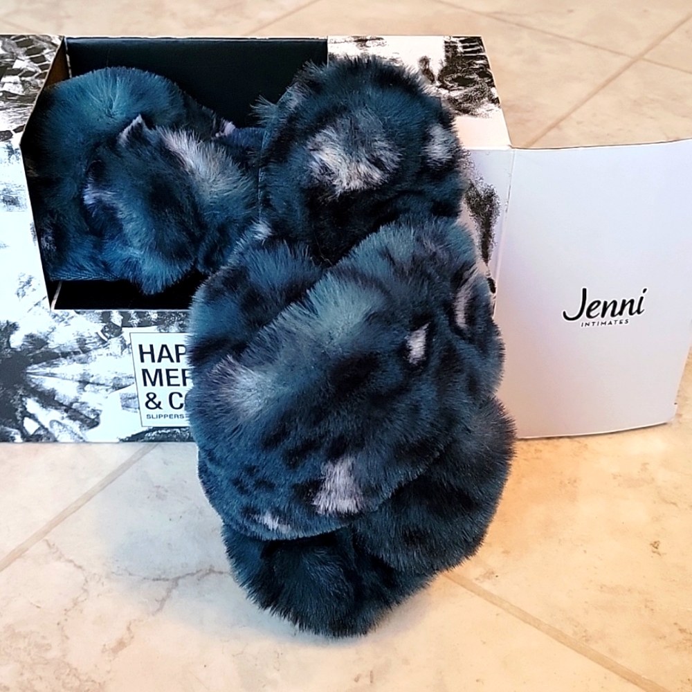 Jenni furry open toe slippers